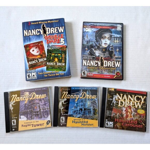 Nancy Drew PC CD-ROM Game lot of 6 Haunted Mansion Carousel Royal Tower Thornton - Picture 1 of 5